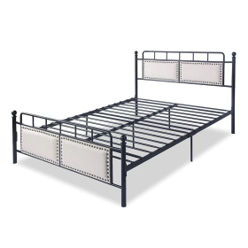 54" Modern Full Size Platform Bed with Frame, Black, 12inch - KM0692